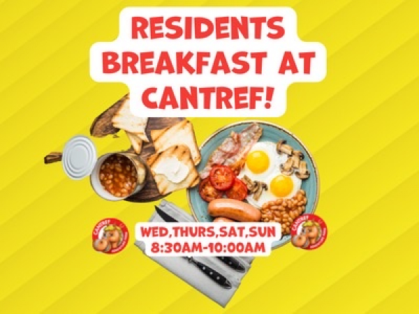Breakfast for guests staying at Cantref